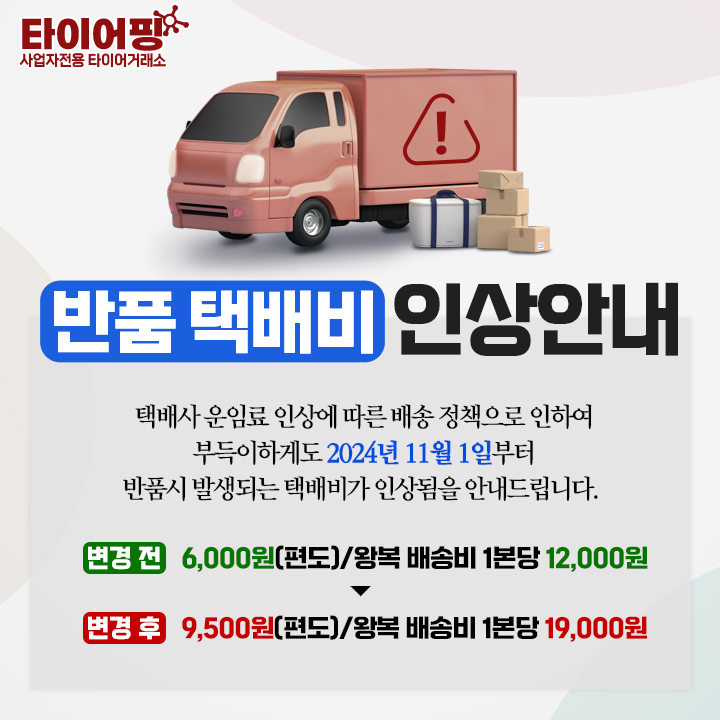 반품 택배비 인상안내